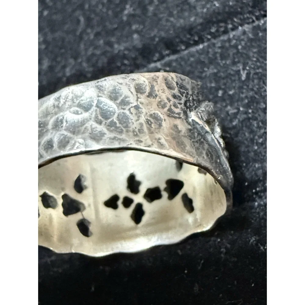 Sterling Silver Vintage Ornate Swirl Ring Size 10 Marked DT 925 Wide Band